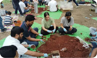 Group activity focused on seedball preparation and teamwork 
